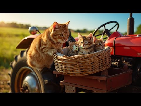 AI Cat & Kittens Build a DREAM FARM! 🚜 Excavator & Tractor Adventure!
