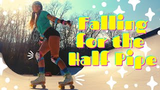 I FELL 43 TIMES Learning to ROLLER SKATE the HALF PIPE | Beginner Vlog Day 22 (Ramp at Skate Park)