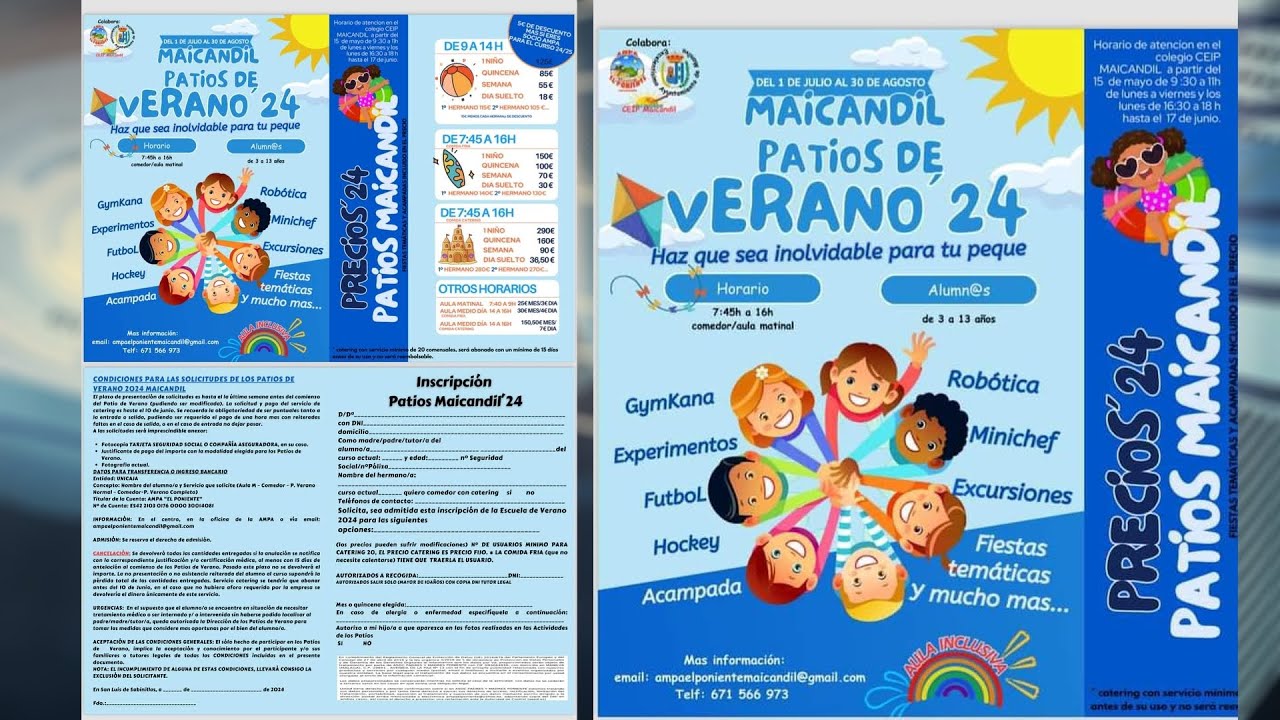 Inscripciones para los Patios de Verano del Maicandil