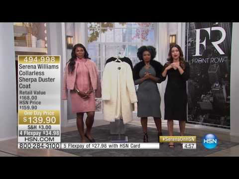 Serena Williams Collarless Sherpa Duster Coat