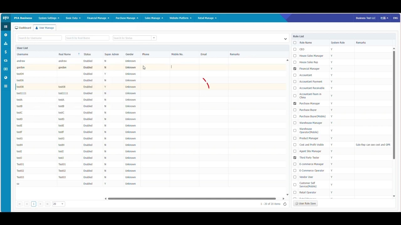 User Manage English