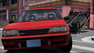 【BeamNG】パトカー横転！歓楽街でのカーチェイス！