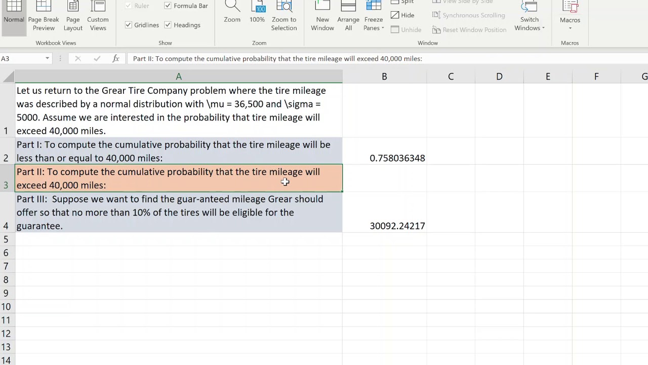 [BAB210] Continuous Probability Distributions using Excel