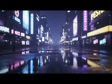 Neon city man walking 