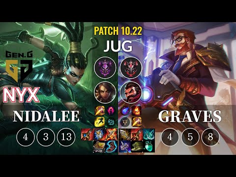 GEN Nyx Nidalee vs Graves Jungle - KR Patch 10.22