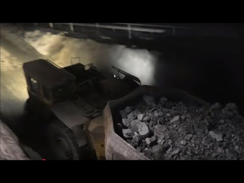 Articulated Underground Trucks at night 60 tonne capacity Stawell Gold Mine  Australian Trucks