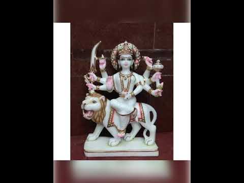 Painted hindu white marble durga maa statue, home, 12 inche ...
