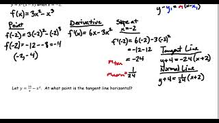Finding Equations of Tangent and Normal Lines with the Derivative
