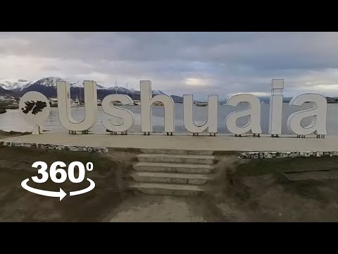 360 video walking through Ushuaia city in Tierra del Fuego, Argentina.