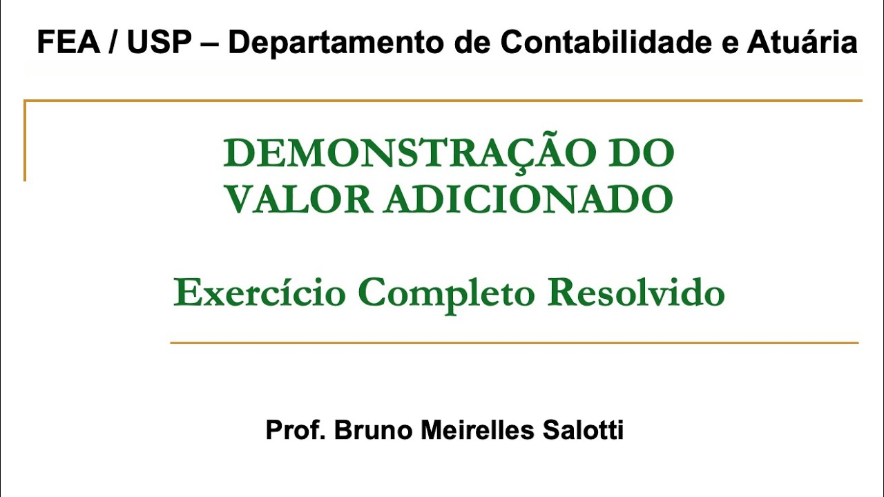 Demonstração do Valor Adicionado (DVA) - Exercício Completo Resolvido