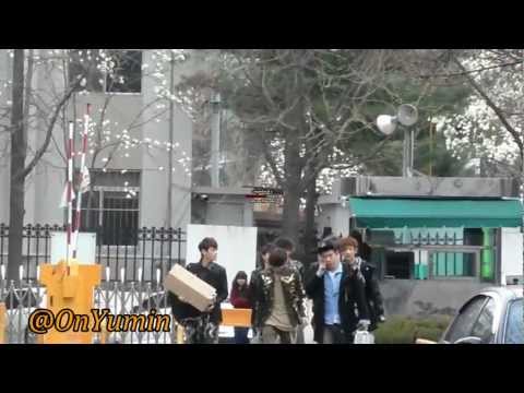 [FANCAM] 120413 EXO-K walking into KBS building for Music Bank