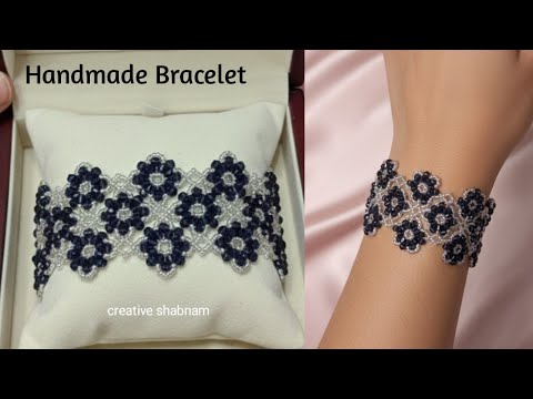 Elegant Floral Beaded Cuff Bracelet | Beads Jewelry Making 