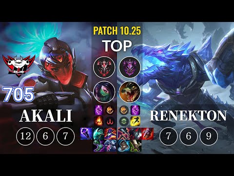 JDG 705 Akali vs Renekton Top - KR Patch 10.25