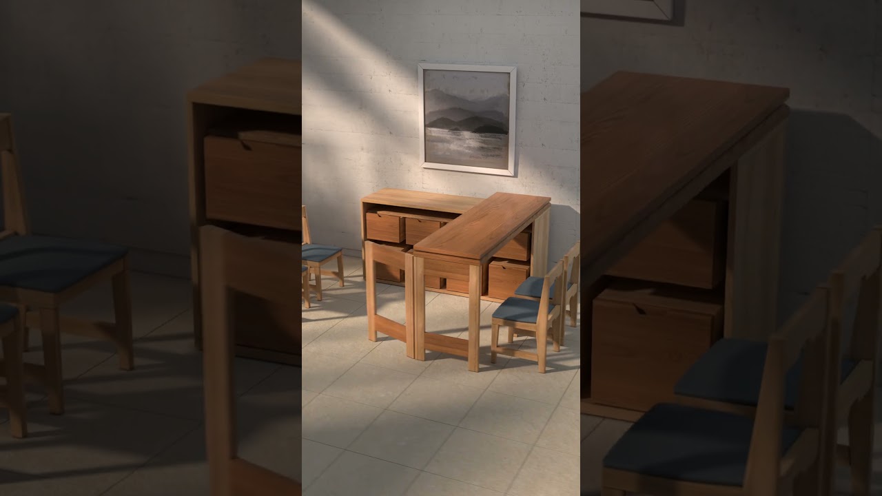 Smart Furniture Hidden Chairs and Expanding Table  #interiordesign #furniture #furnituredesign