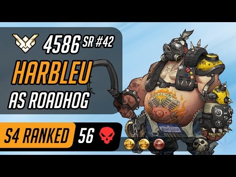 Harbleu as Roadhog, Zarya & Tracer in Ilios [Season 4 - Grand Master - 56 elimi - 4586 SR-Rank 42]