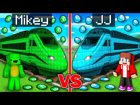 Mikey EMERALD vs JJ DIAMOND Train Survival Battle in Minecraft - Maizen