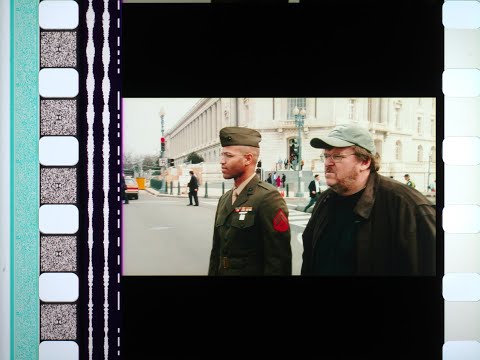 Fahrenheit 9/11 (2004), 35mm film trailer, flat 16:9 ratio, 2560x1440