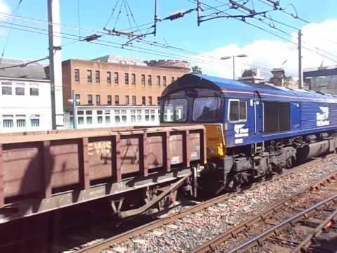 The Class 66 DRS No.66421 with x8 Four-wheeled Open Wagons was passed through at Carlisle.