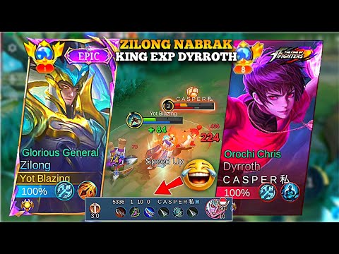 ZILONG YOT BLAZING CRASHES KING DYRROTH EXP LANE!!! ZILONG AUTO MODE LOCK DYRROTH UNTIL BROWN!!