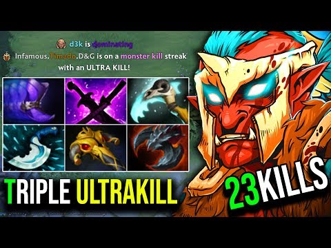 Triple UltraKill [Troll Warlord] FROM JUNGLER TO MONSTER 23Kills 7.19c | Dota 2 Highlights