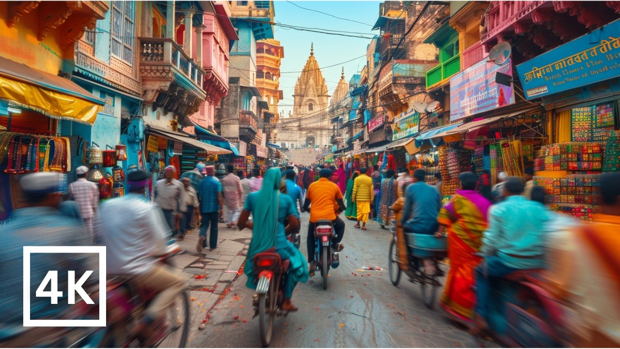 Immersive street-level walking tour through Varanasi (Daily Life), India, showcasing authentic urban landscapes, local architecture, and the vibrant atmosphere of the city's neighborhoods