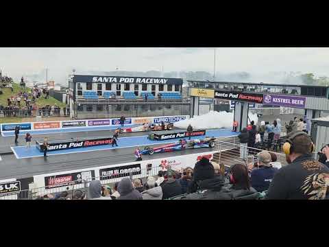 Fireforce 5 v spiderman jet engine cars, santa pod raceway
