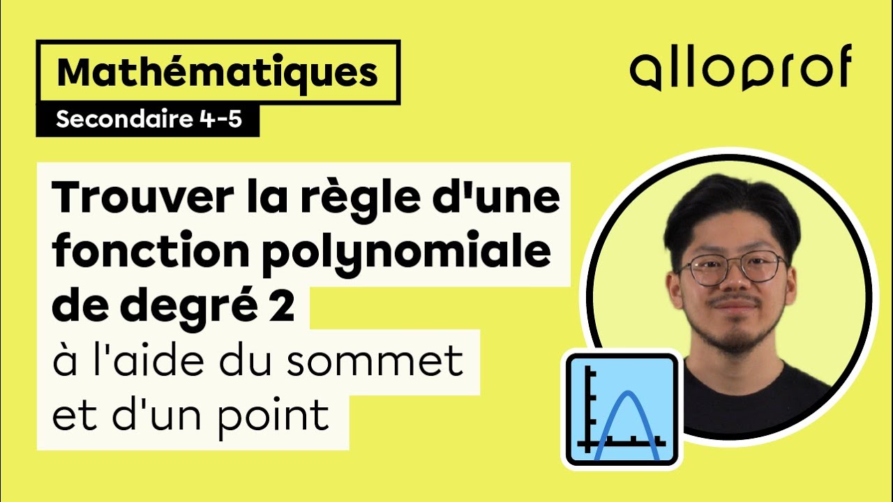 Trouver la règle d’une fonction polynomiale de degré 2 à l’aide du sommet et d’un point