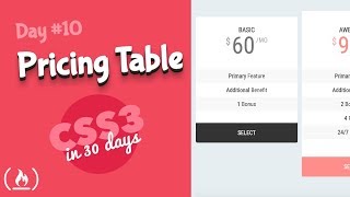 Pricing Table: CSS Tutorial (Day 10 of CSS3 in 30 Days)