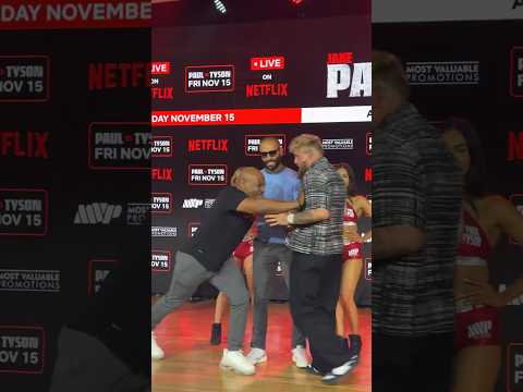 😲 Jake Paul and Mike Tyson get 𝙋𝙃𝙔𝙎𝙄𝘾𝘼𝙇 as they face off ahead of November 15th.