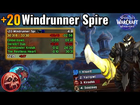 +20 Windrunner Spire, Midnight Beta Mythic+! | Blood Death Knight PoV!