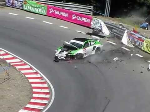 GSMP Limanowa 2016 crash - T. Myszkier in Porsche 911