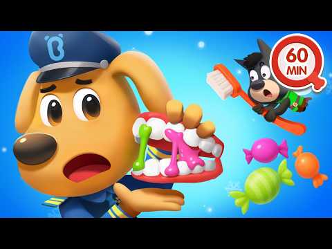 Cepillarse los Dientes 🦷 1HORA de Dibujos Animados 🔍Sheriff Labrador en Español