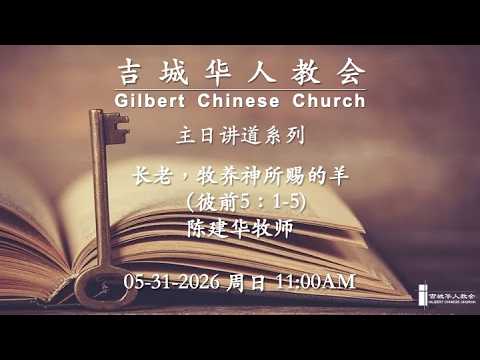 吉城华人教会主日中文讲道系列 - 05/31/2026 长老，牧养神所赐的羊（彼前5：1-5) 陈建华牧师