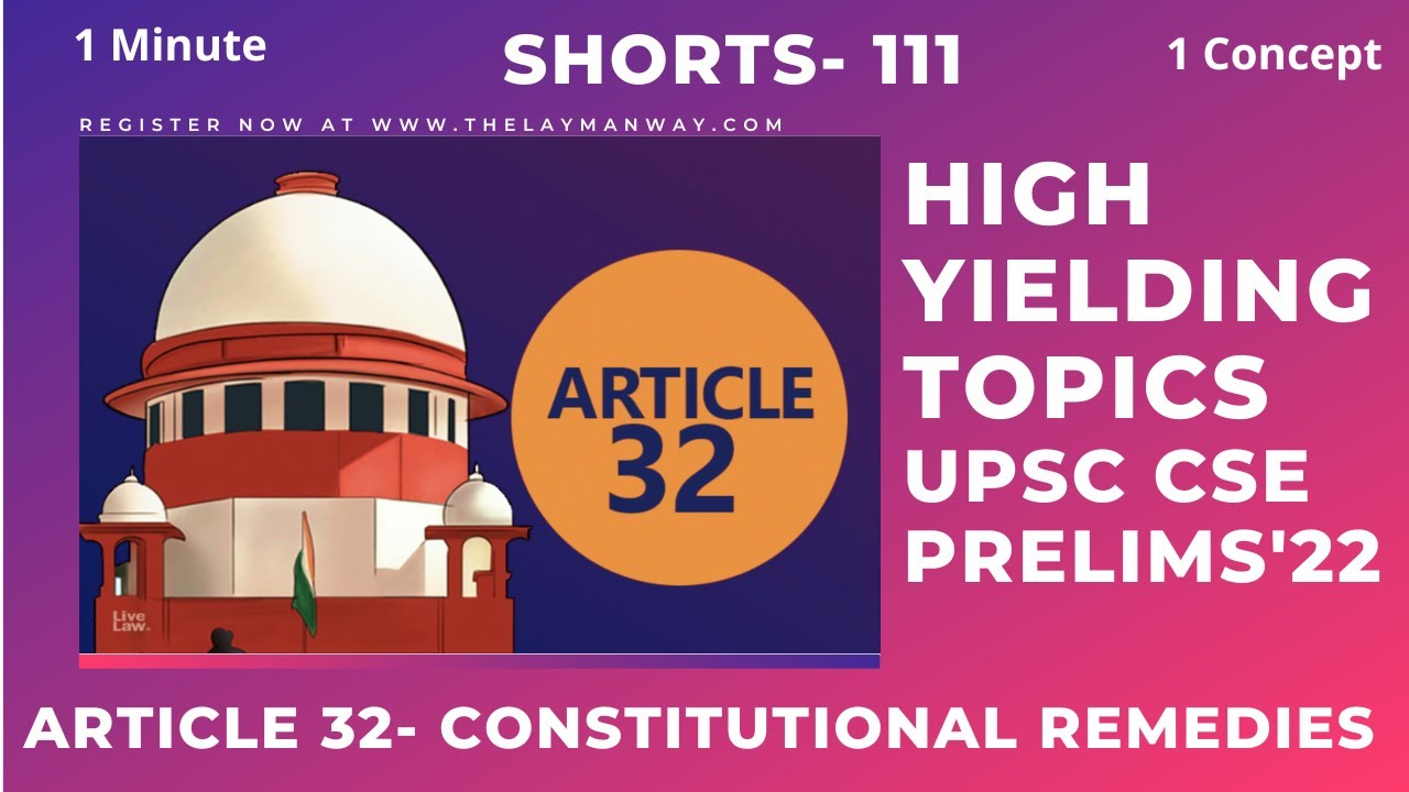 Article 32 - Right to constitutional remedies explained for UPSC prelims #shorts