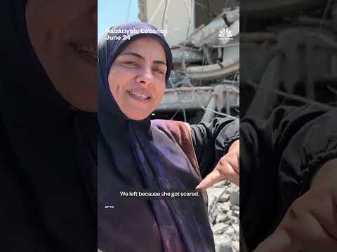 Lebanese resident returns to rubble after Israeli strike
