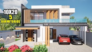 CASA MODERNA 10x20  5 DORMITORIOS  RVL CASAS 2025 (DISEÑO 1 - 10)