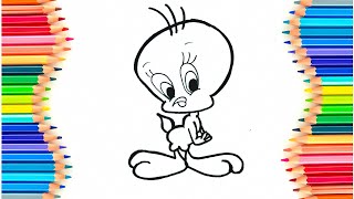 How to Draw a Cute Tweety Bird - Step-by-Step Tutorial for Kids.