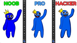 Drawing Rainbow Friends Blue - NOOB vs PRO vs HACKER / Speedpaint