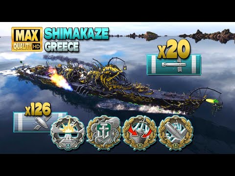 Destroyer Shimakaze: Excellent play on map Greece - World of Warships