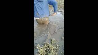 BareFoot in Neoprene Boots and crawling out of VERY DEEP mud!! Part 3