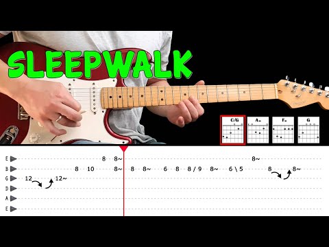 SLEEPWALK - Guitar lesson with tabs - The Shadows