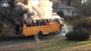 Raw Video: School Bus Burst Into Flames