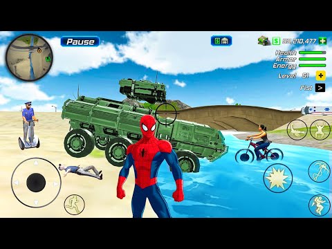 Rope Frog Ninja Superhero Driving Army Tank in Open World Game - Android Gameplay