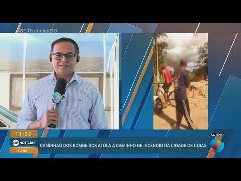 Caminhão dos bombeiros atola a caminho de incêndio na cidade de Goiás