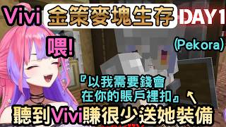 去當農夫只賺了$8000的Vivi，Pekora聽到後送她裝備，但要求的回禮太不對等了ｗ『DAY1』【ホロ金策サバイバル2/Holo金策麥塊生存2】【綺綺羅羅薇薇】【Hololive中文】