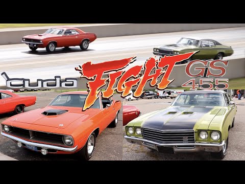1970 Hemi Cuda vs 1971 Buick GS 455 - Stock Drag Race