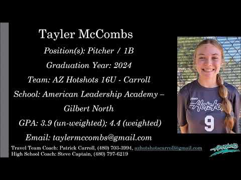 Tayler McCombs Softball Skills Video - 2024 Pitcher 1B