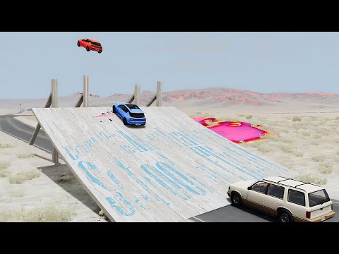 Mobil vs Metal Ramp #01 - BeamNG Drive / Trucks Crashes
