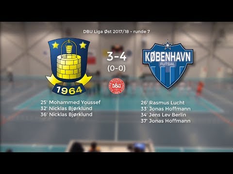 DBU Futsal Liga Øst 7. runde, 6. jan. 2018. Brøndby IF - København Futsal 3-4 (0-0) highlights