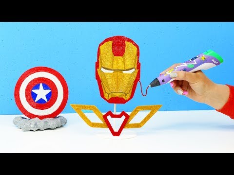 МСТИТЕЛИ РИСУЮ ЖЕЛЕЗНОГО ЧЕЛОВЕКА и ЩИТ КАПИТАНА АМЕРИКИ 3D РУЧКОЙ AVENGERS 4
